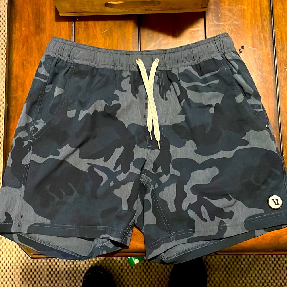 Vuori blue camo shorts. Size M with 5” inseam. Worn maybe 5x